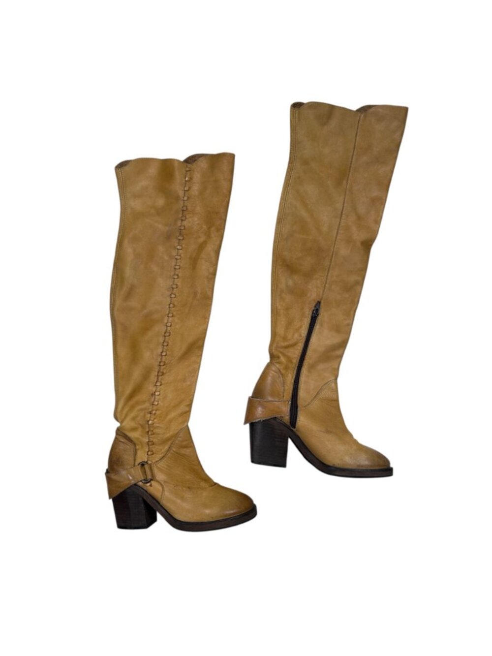 Free People Auburn Over The Knee Boot Boho Tall EU 37 US 6 Mustard - Picture 7 of 14